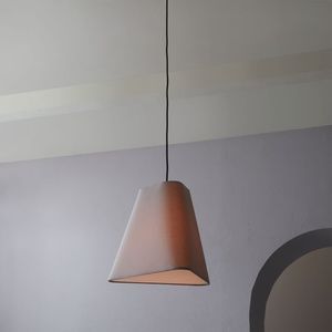 Fabric Pendant Lamp __ Gray Linen | Antique Brass